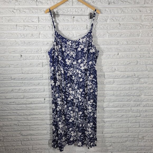 GH Bass Co Womens Dress XXL Plus Slip Midi Blue Adjustable Spaghetti FLO244E - Picture 1 of 13